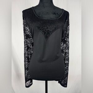 Temu Black Lace Sleeved Bodysuit